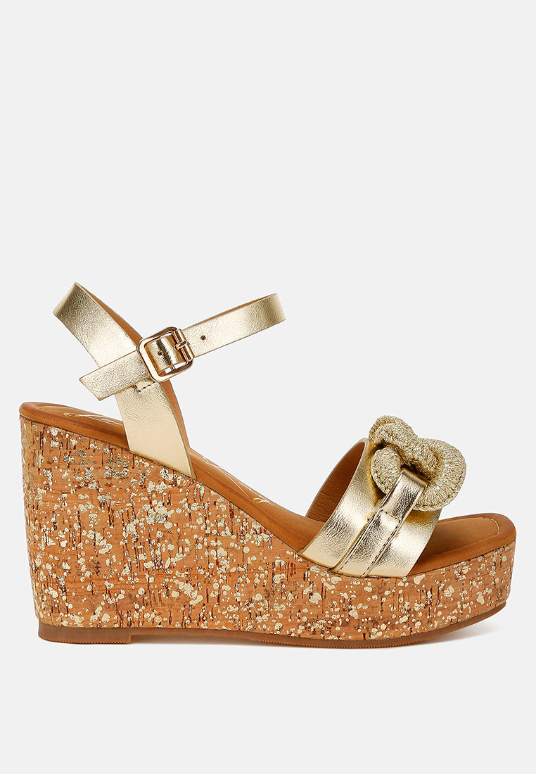 chain link detail wedge sandals in ruw#color_gold