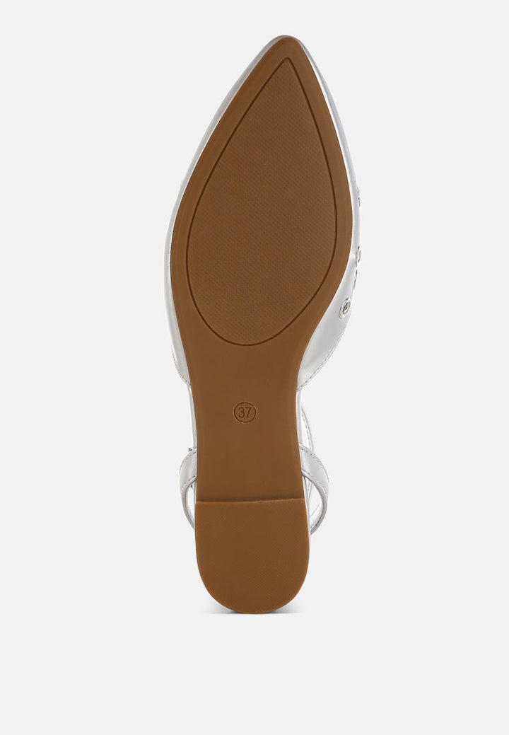 metallic eyelet detail flat sandals by rag#color_silver