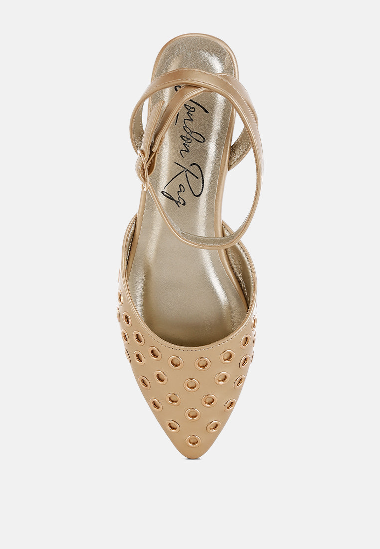 metallic eyelet detail flat sandals by rag#color_gold