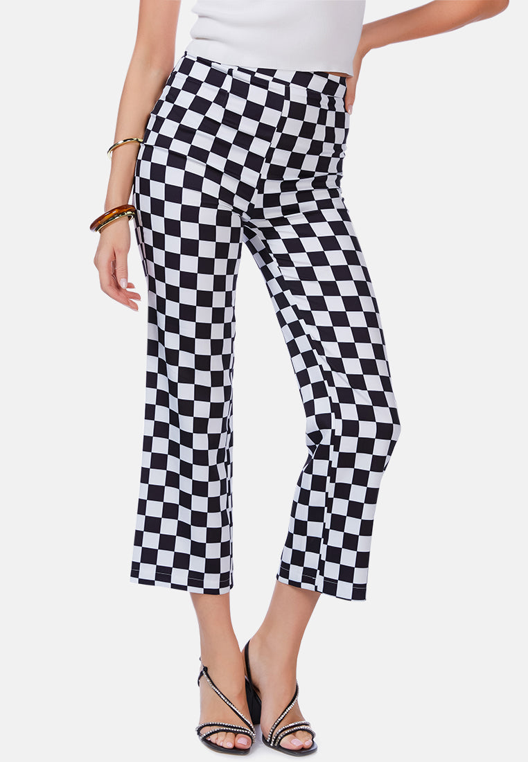 checkerboard culottes pants by ruw#color_black-white