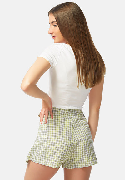 chequered skort with buckles#color_green