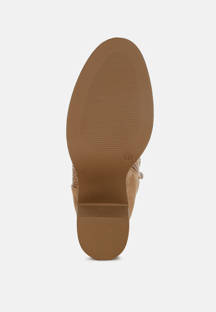 rhinestone studded slouchy ankle boots by mode#color_beige