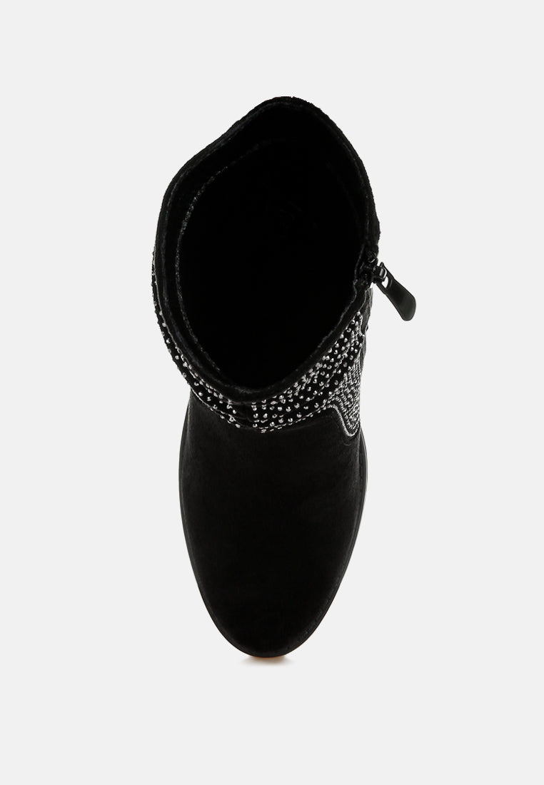 rhinestone studded slouchy ankle boots by mode#color_black