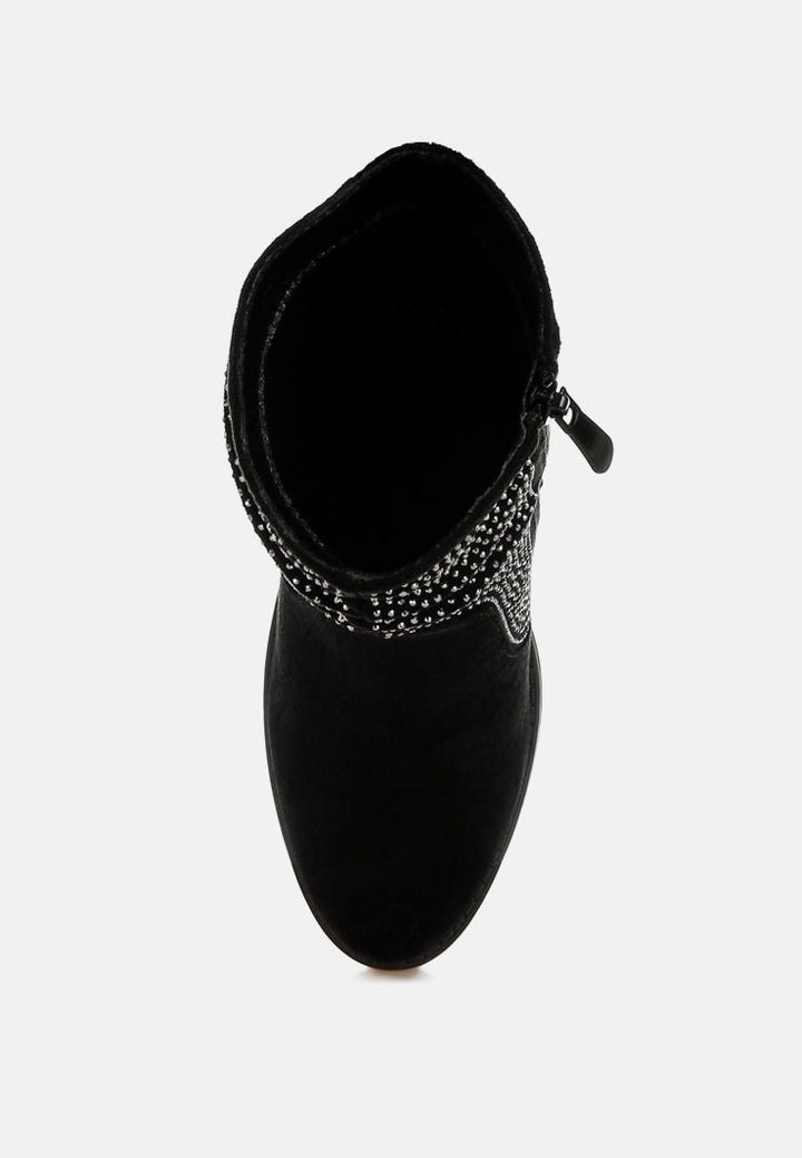 rhinestone studded slouchy ankle boots by mode#color_black