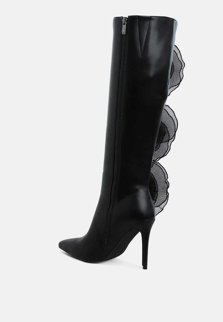 chinkara sheer big rose detail long boots#color_black