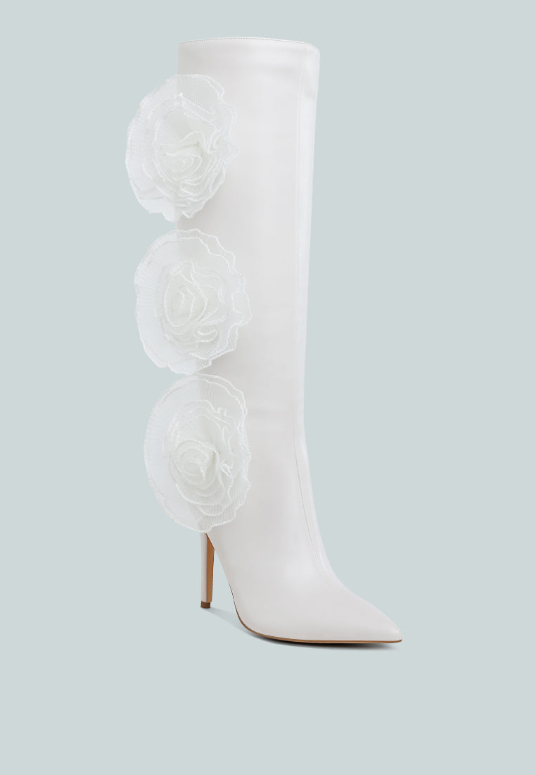 chinkara sheer big rose detail long boots#color_white