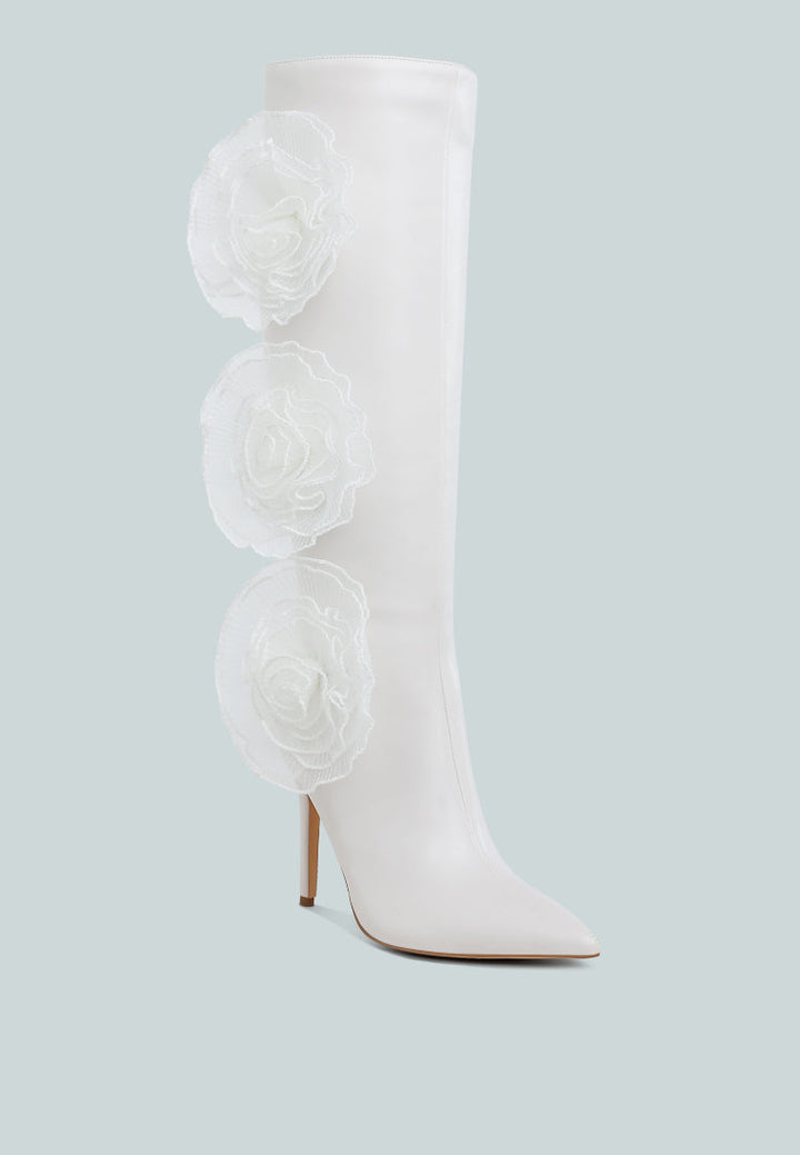 chinkara sheer big rose detail long boots#color_white