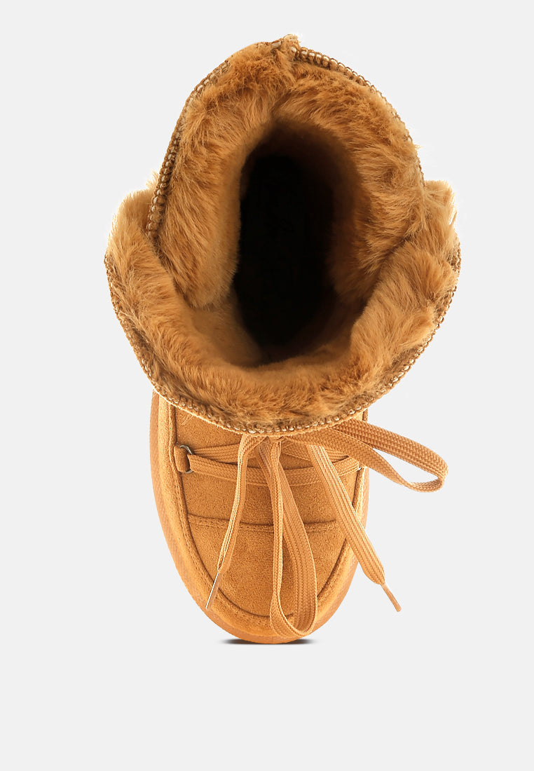 noaya chunky faux fur snow boots#color_tan