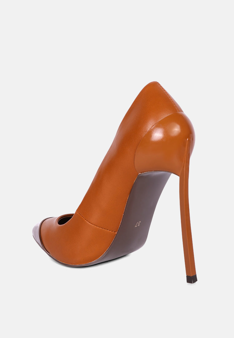 cidra silver dip stiletto heels by mode#color_tan