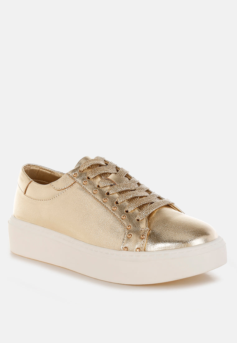 zapatillas gruesas de cuero metalizado cincinati#color_gold