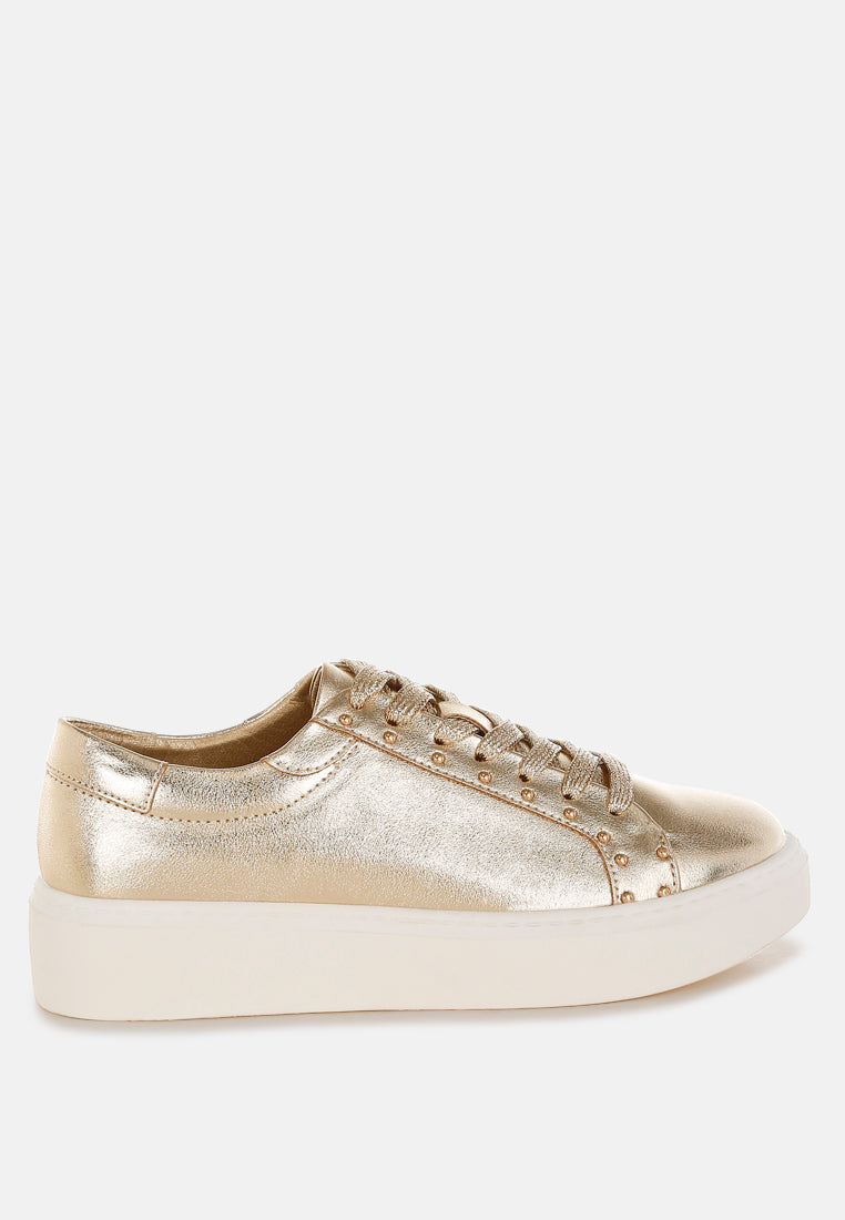 zapatillas gruesas de cuero metalizado cincinati#color_gold