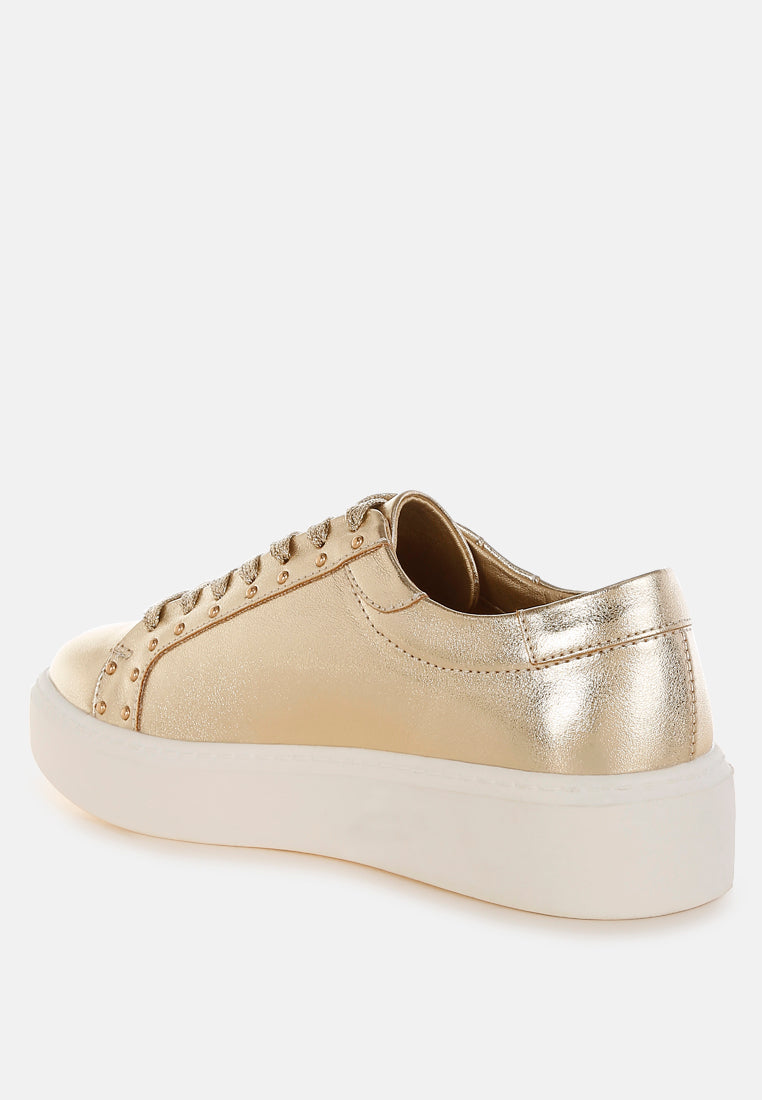 zapatillas gruesas de cuero metalizado cincinati#color_gold