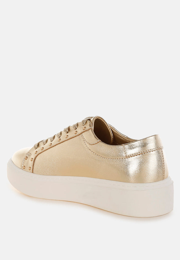 zapatillas gruesas de cuero metalizado cincinati#color_gold