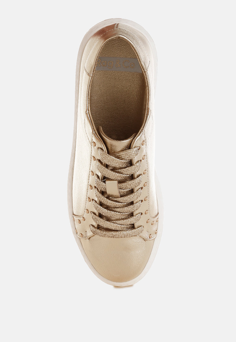 zapatillas gruesas de cuero metalizado cincinati#color_gold