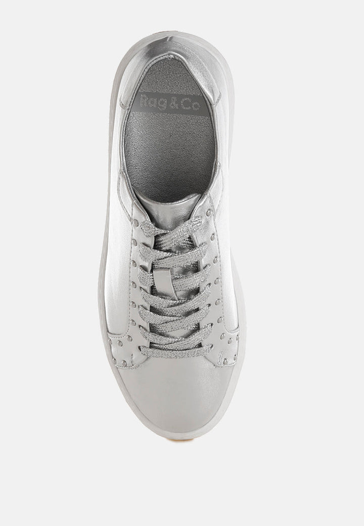 zapatillas gruesas cincinnati de piel metalizada#color_silver