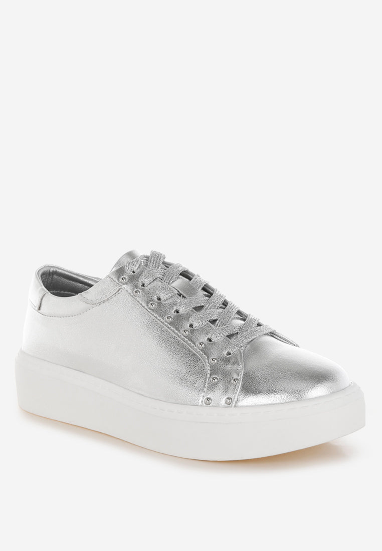 zapatillas gruesas cincinnati de piel metalizada#color_silver