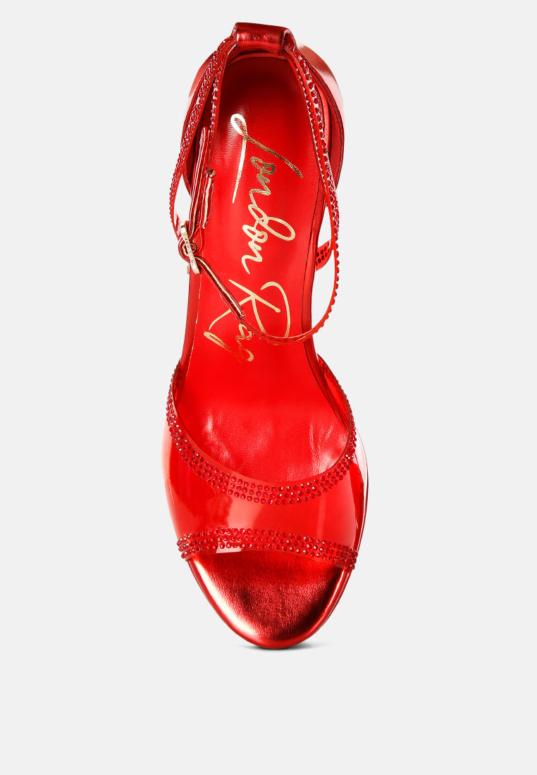 cinderella rhinestones embellished stiletto platform sandals#color_red