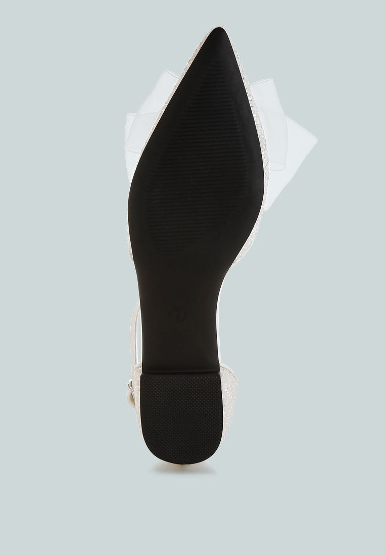 Sandalias planas con purpurina y detalle de lazo transparente Clarice#color_white