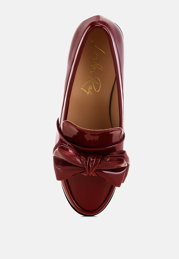 araminta classic chunky bow loafers#color_burgundy