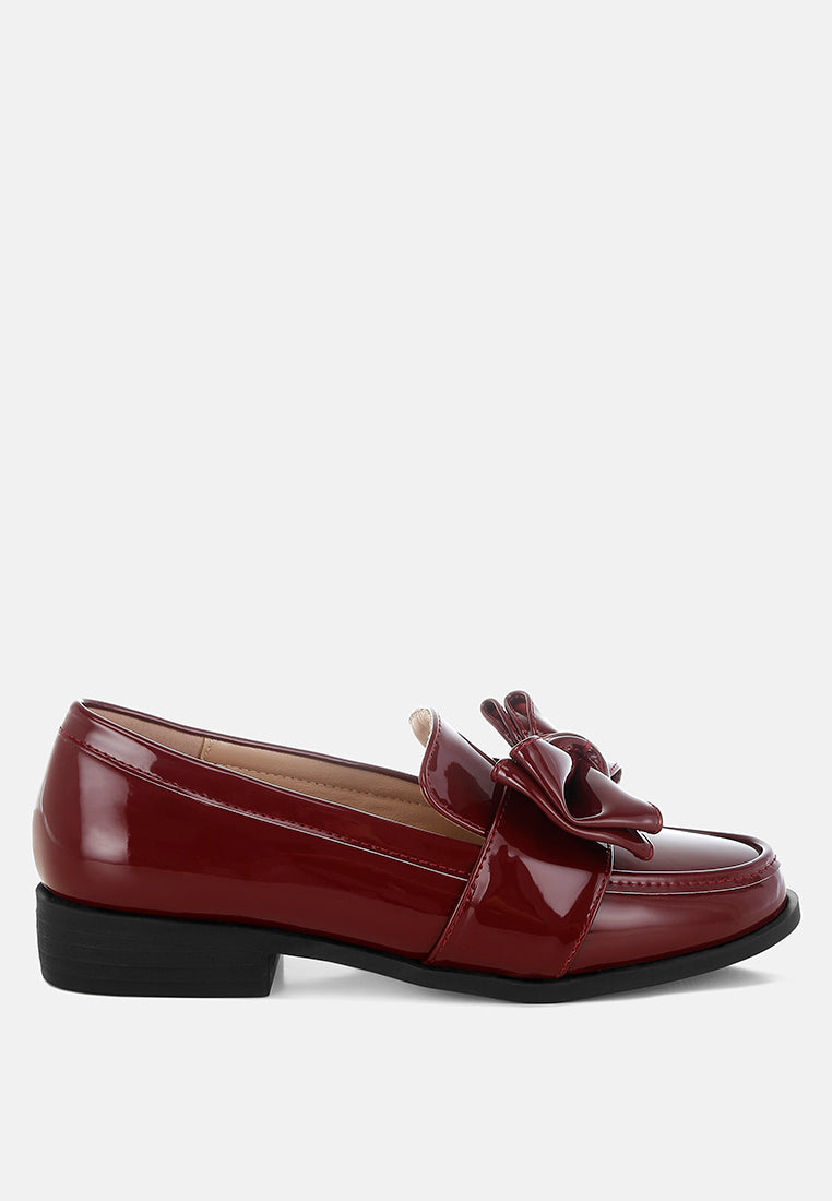 araminta classic chunky bow loafers#color_burgundy