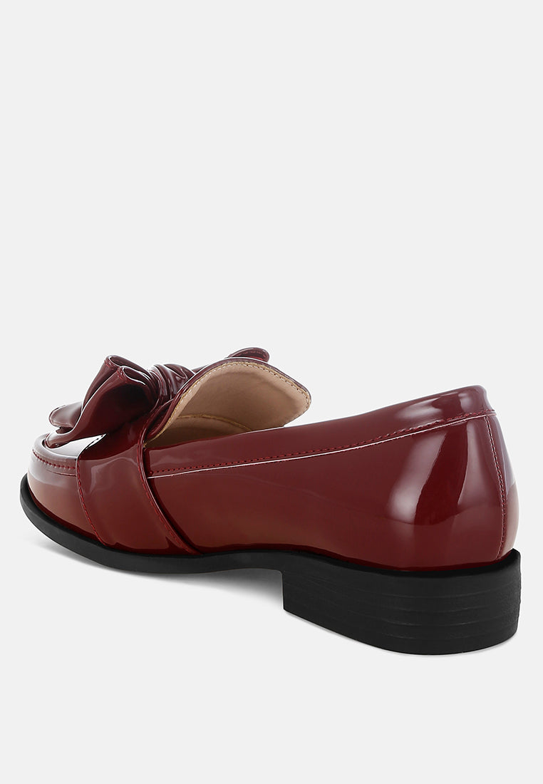 araminta classic chunky bow loafers#color_burgundy