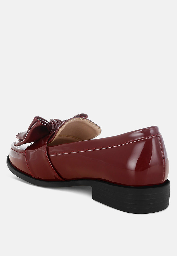 araminta classic chunky bow loafers#color_burgundy