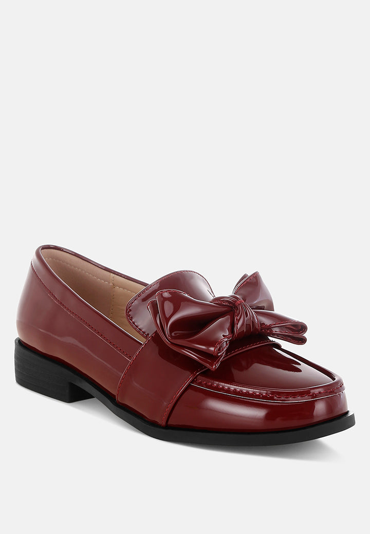 araminta classic chunky bow loafers#color_burgundy