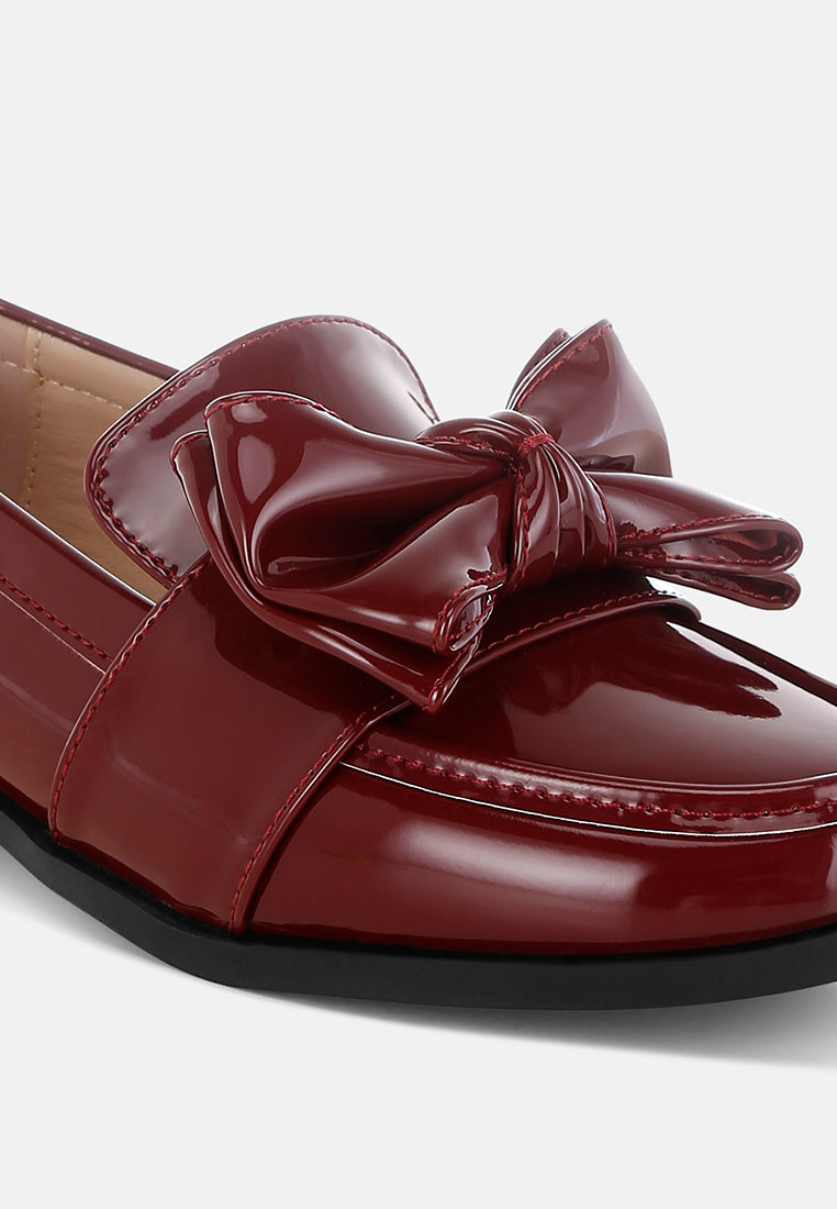 araminta classic chunky bow loafers#color_burgundy