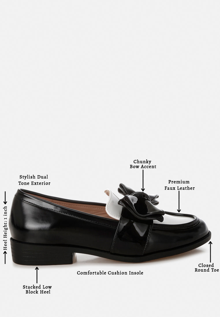 araminta classic chunky bow loafers#color_black-white