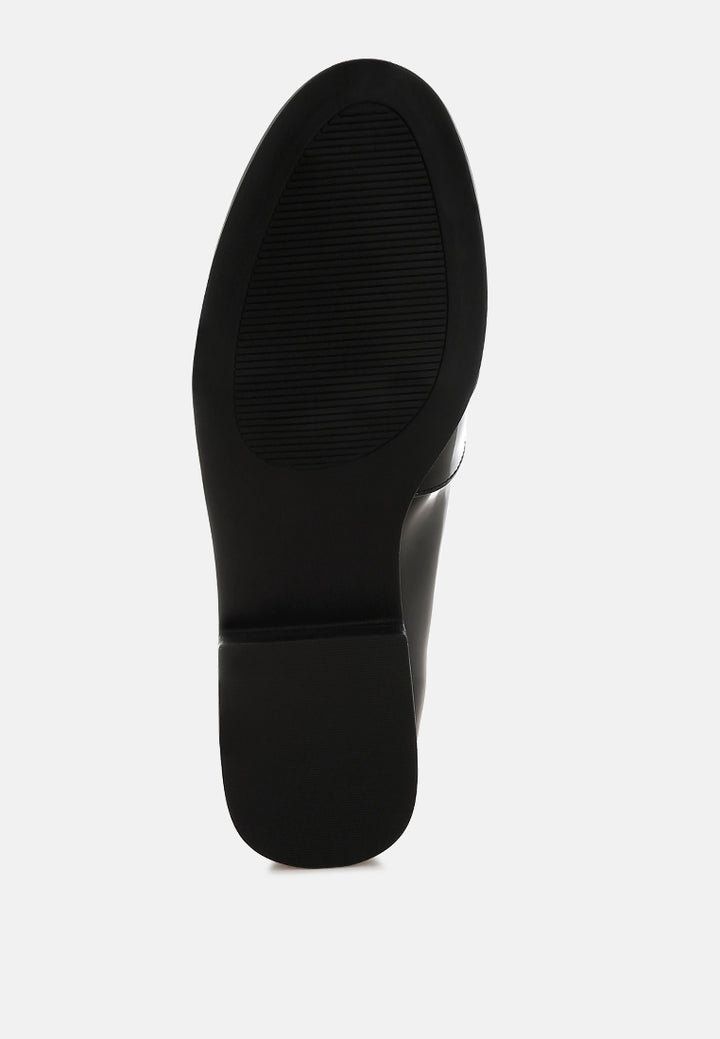 araminta classic chunky bow loafers#color_black-white