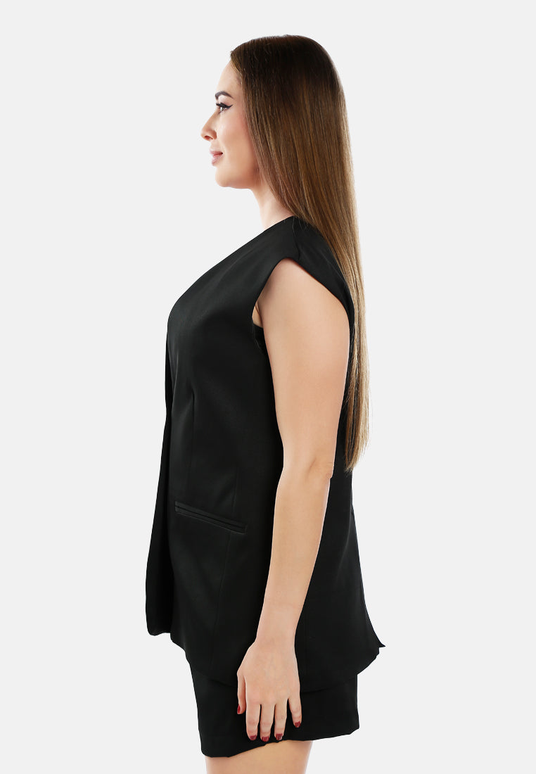 classic sleeveless longline waistcoat by ruw#color_black