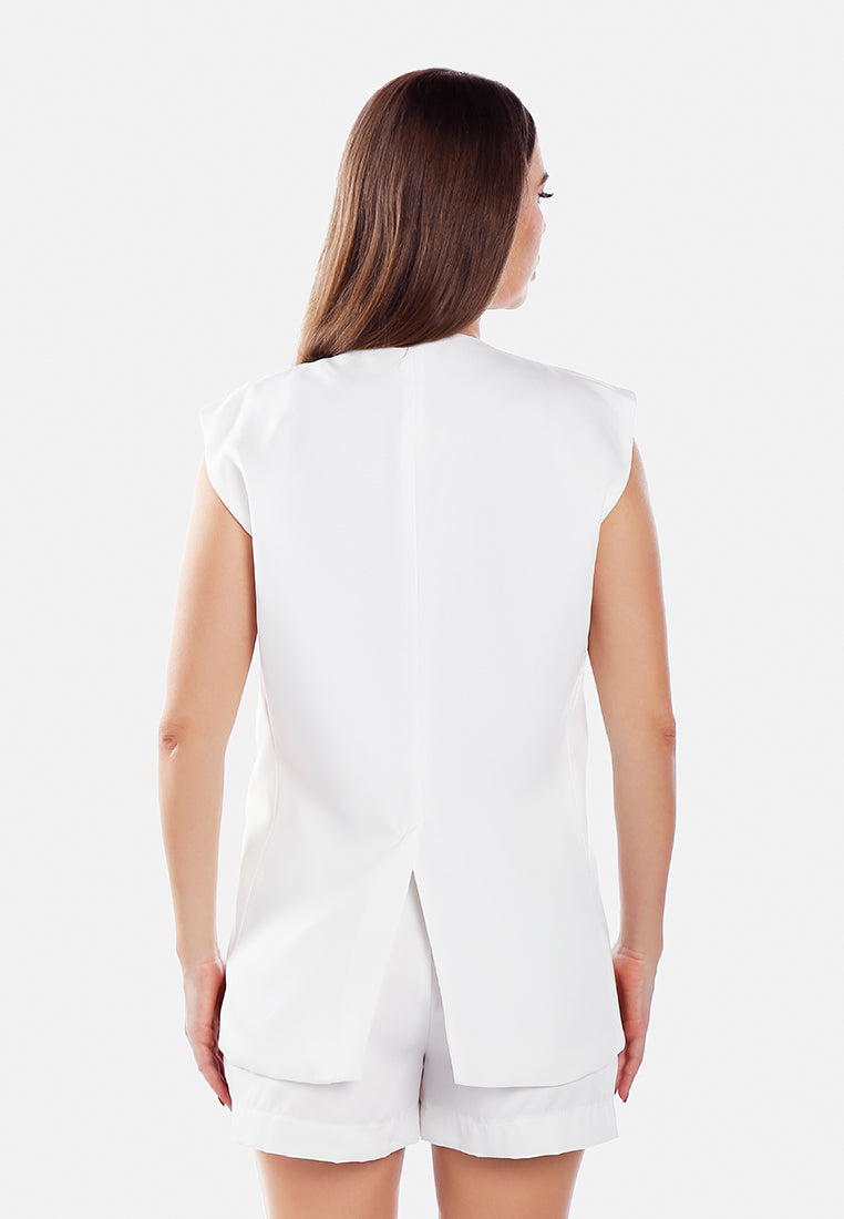 classic sleeveless longline waistcoat by ruw#color_cream