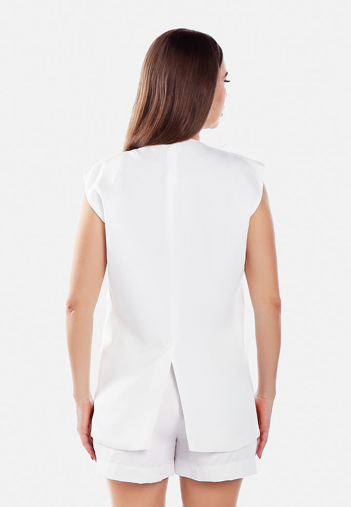 classic sleeveless longline waistcoat by ruw#color_cream