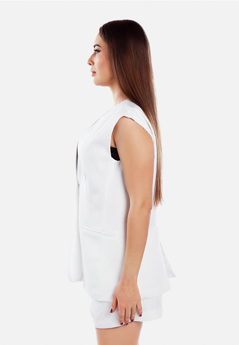 classic sleeveless longline waistcoat by ruw#color_cream