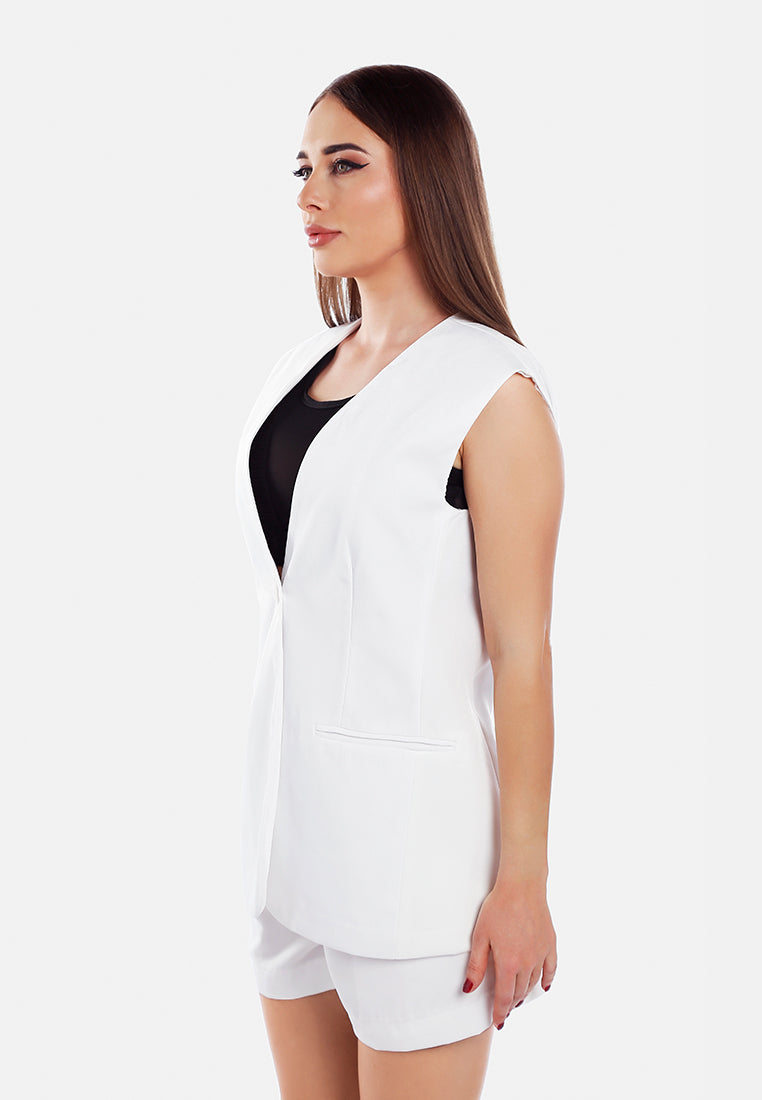 classic sleeveless longline waistcoat by ruw#color_cream