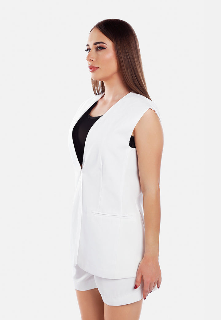 classic sleeveless longline waistcoat by ruw#color_cream