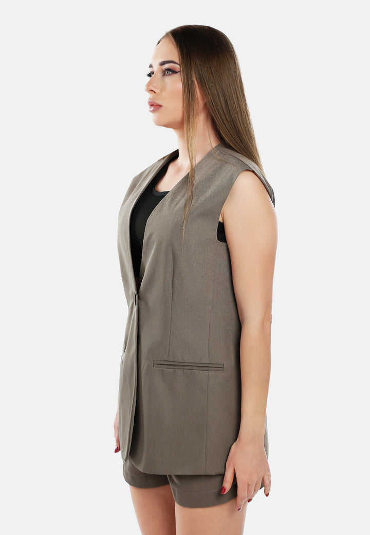 classic sleeveless longline waistcoat by ruw#color_taupe