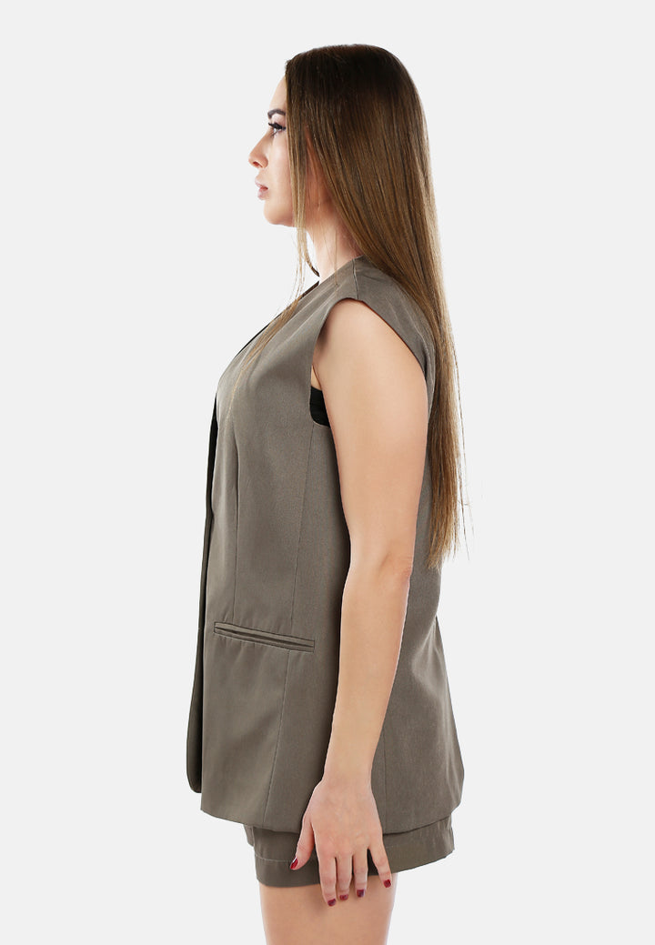 classic sleeveless longline waistcoat by ruw#color_taupe