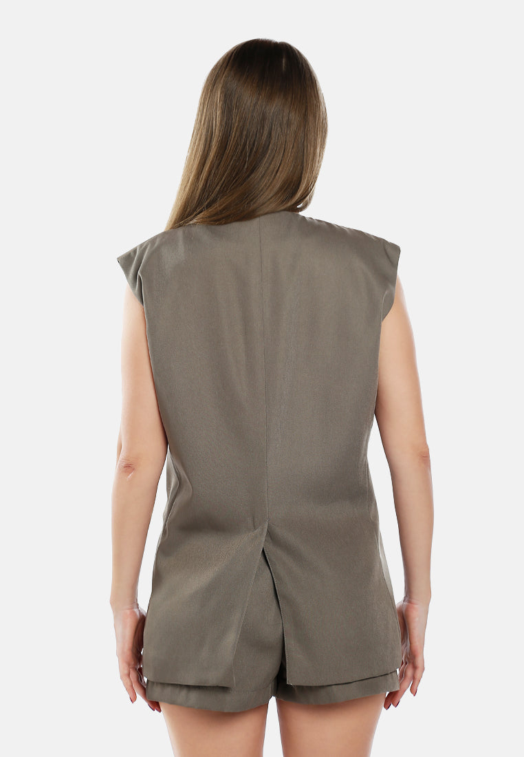 classic sleeveless longline waistcoat by ruw#color_taupe