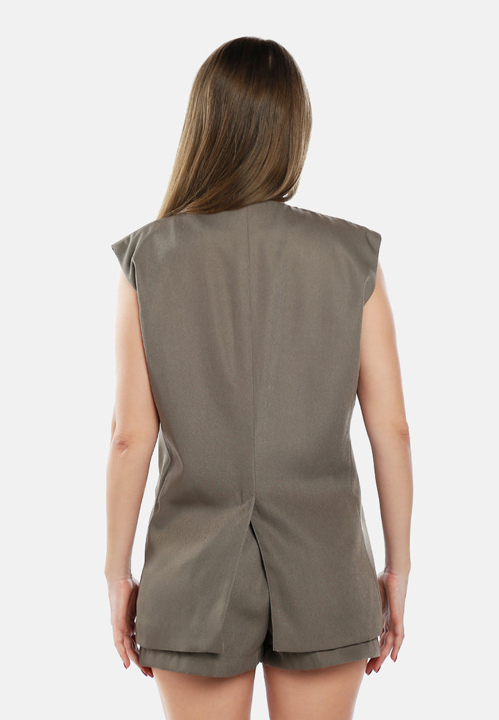 classic sleeveless longline waistcoat by ruw#color_taupe