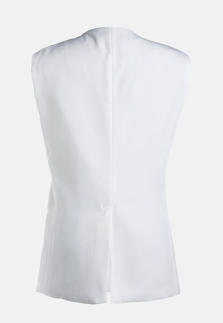 classic sleeveless longline waistcoat by ruw#color_cream