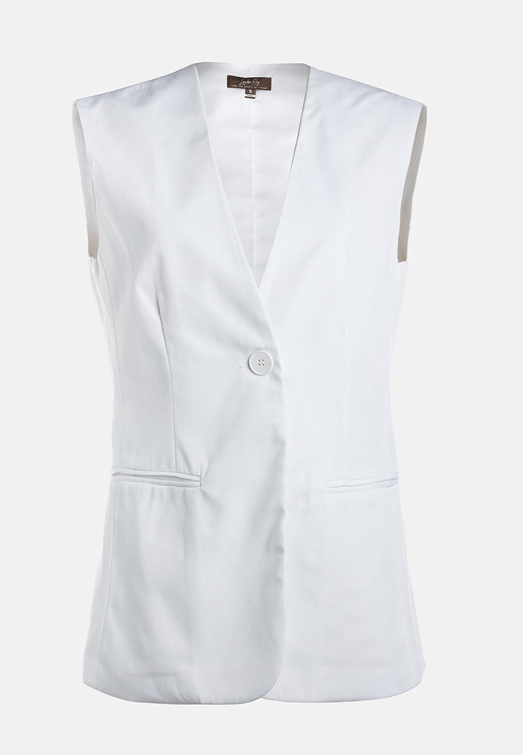 classic sleeveless longline waistcoat by ruw#color_cream