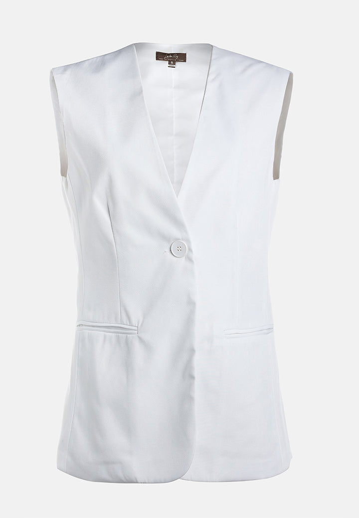 classic sleeveless longline waistcoat by ruw#color_cream