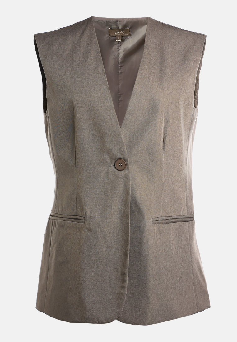 classic sleeveless longline waistcoat by ruw#color_taupe