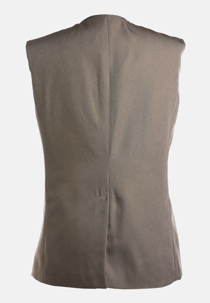 classic sleeveless longline waistcoat by ruw#color_taupe