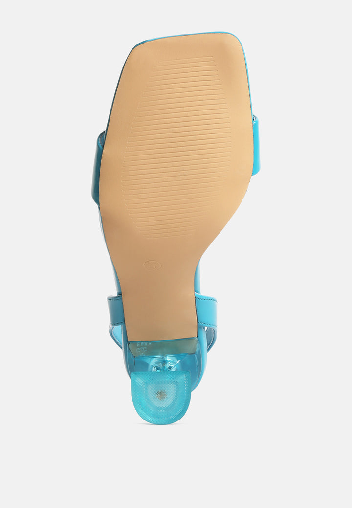 clear spool heel sandals#color_blue