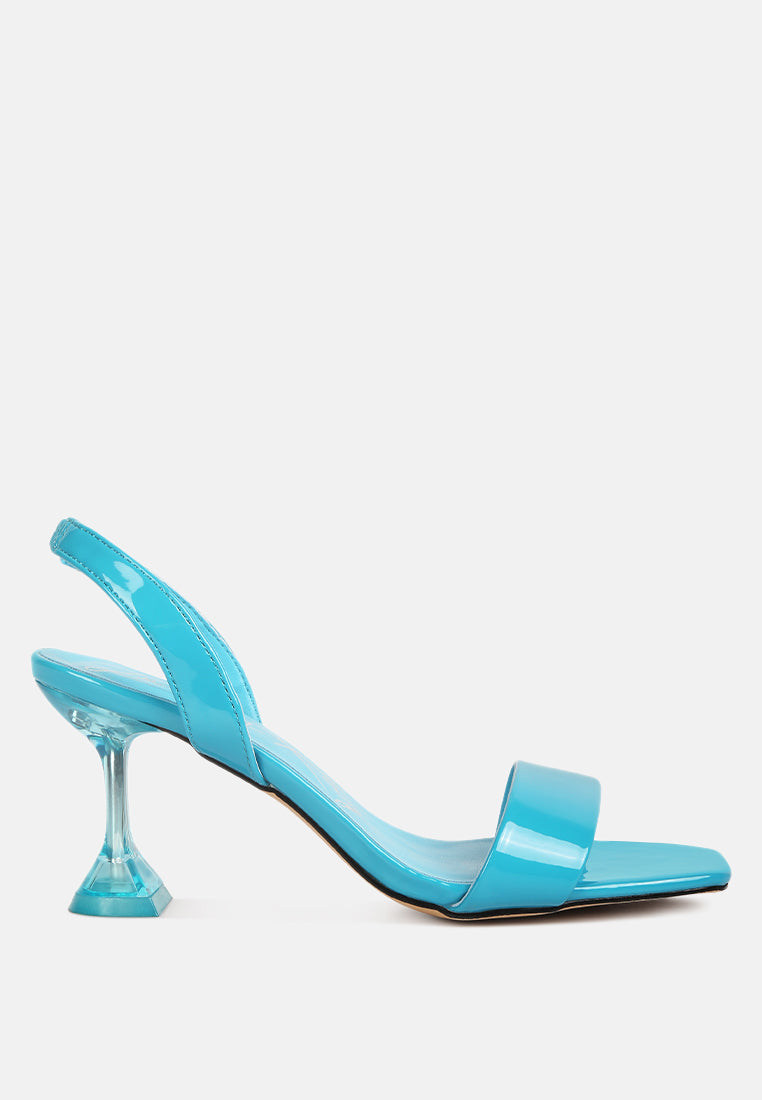 clear spool heel sandals#color_blue