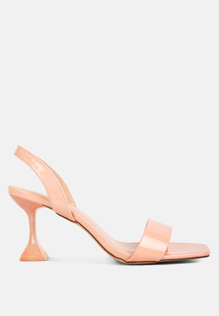 clear spool heel sandals#color_nude