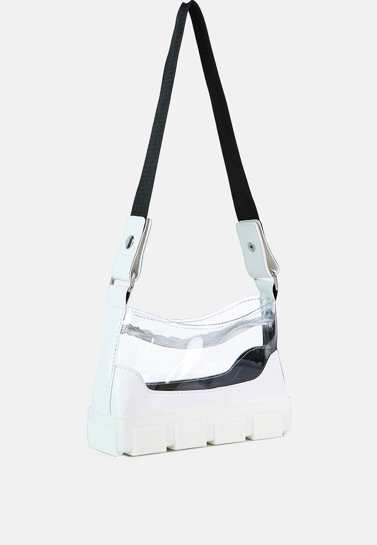 White Clear Utility Handbag#color_white
