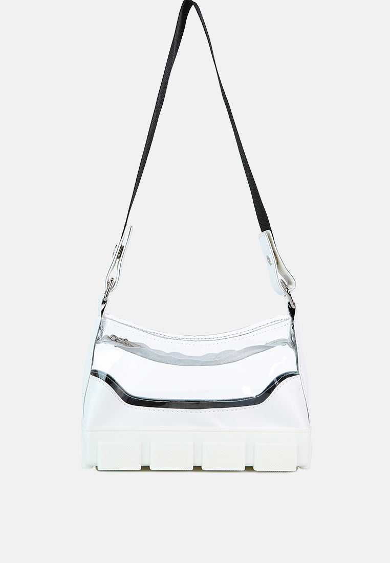 White Clear Utility Handbag#color_white